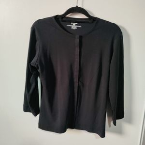 Patagonia Black Organic Cotton Blend Mid Sleeve Snap Button Cardigan Sweater